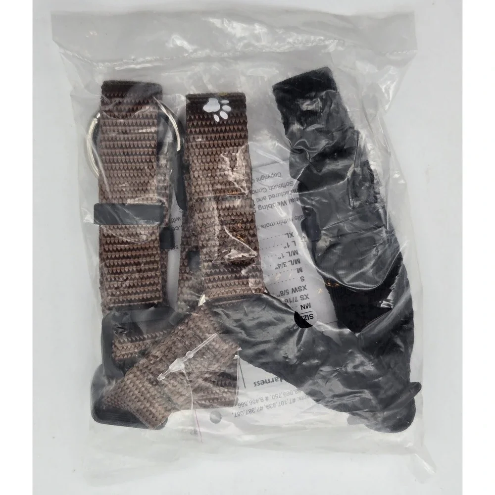 SENSE-ation No Pull Dog Trainer Walking Harness Med Brown Nylon‎ Adjustable Pet